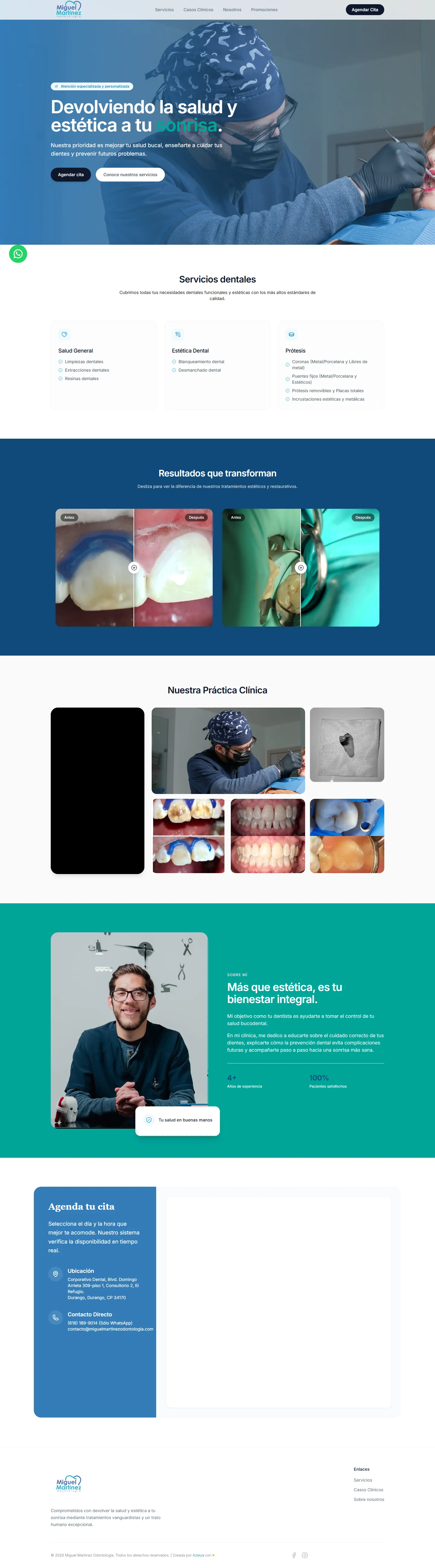 Captura de pantalla completa del sitio de MM Odontología