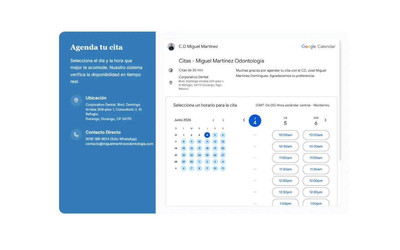 MM Odontología artefacto de estrategia: FAQs y arquitectura de solicitud de cita