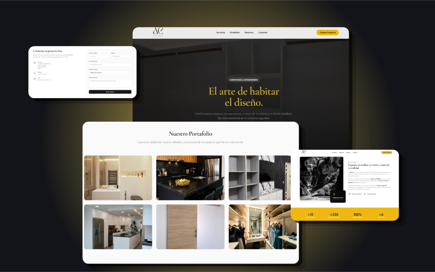 Preview del sitio del estudio de carpintería y diseño de interiores Aurea